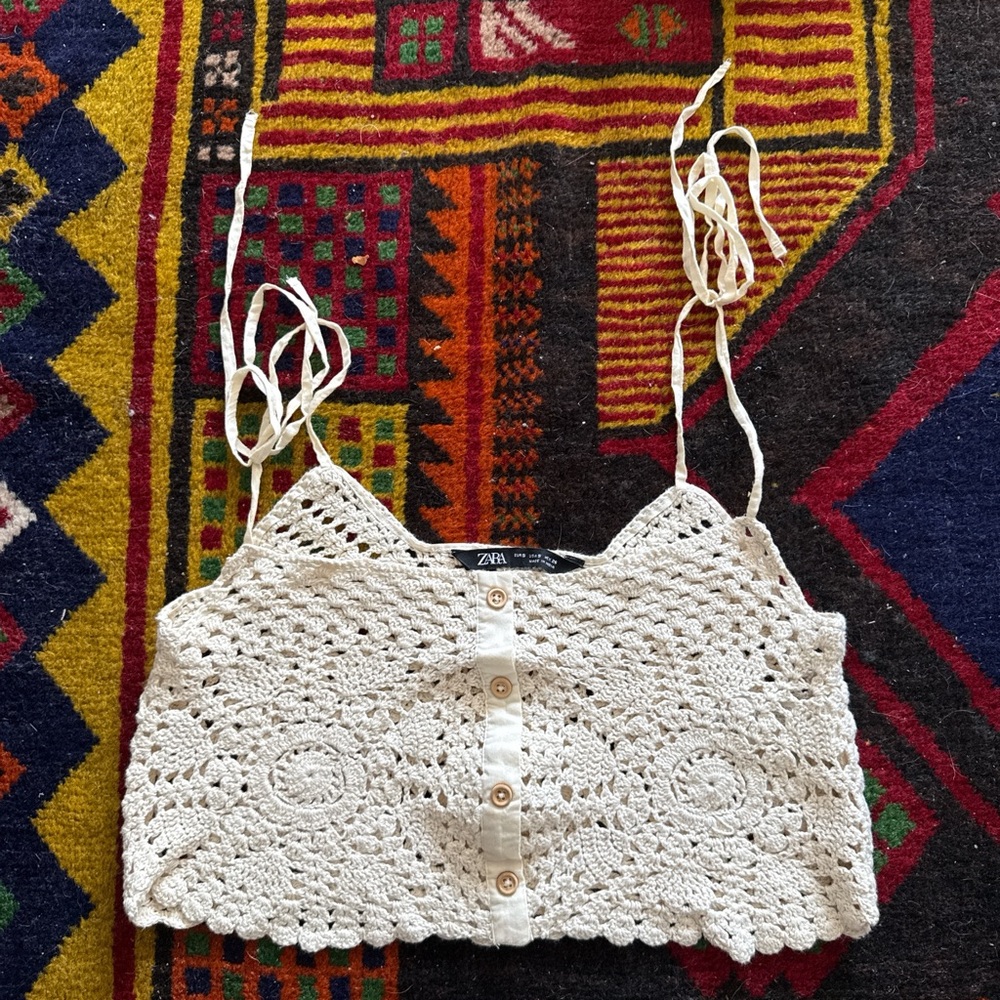 Zara White Crochet Camisole Top